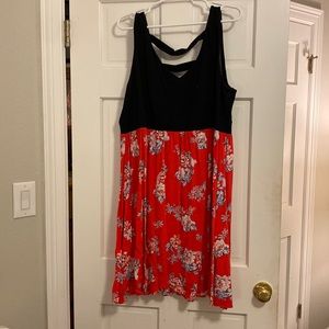 Cute black with red floral skirt sundress!